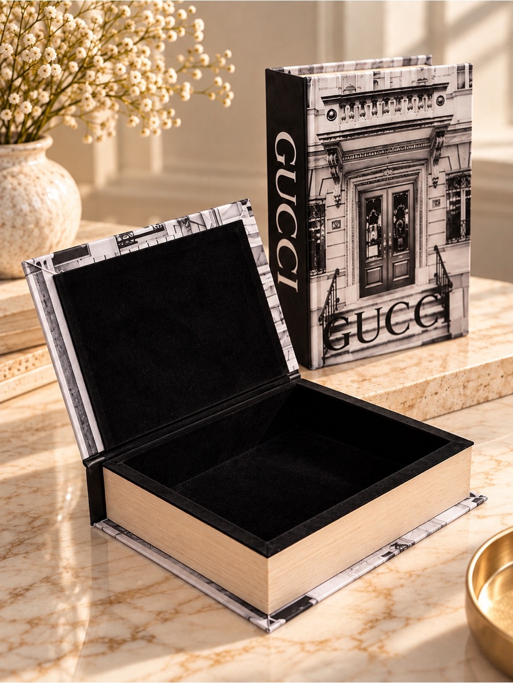 Gucci Decorative Book Storage Box | Black & White Luxury Home Decor